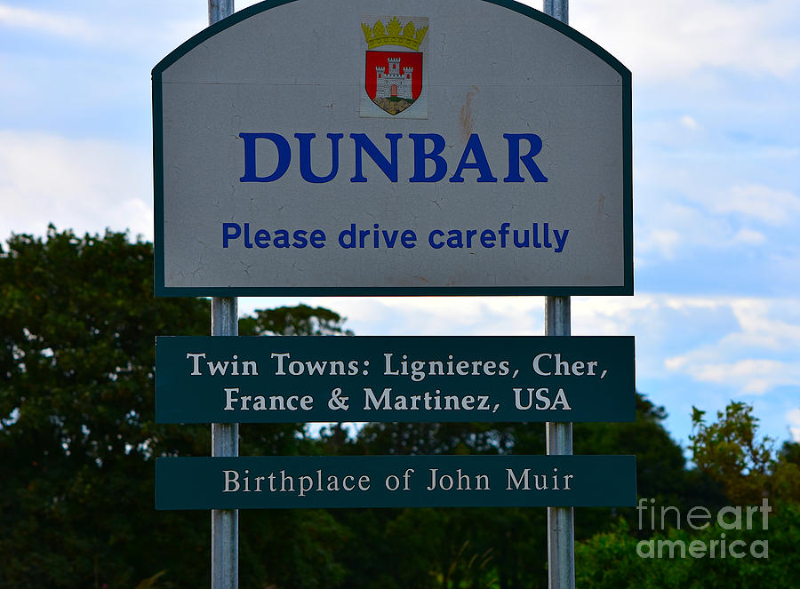 Sign for the town of Dunbar, Scotland Photograph by Yvonne Johnstone