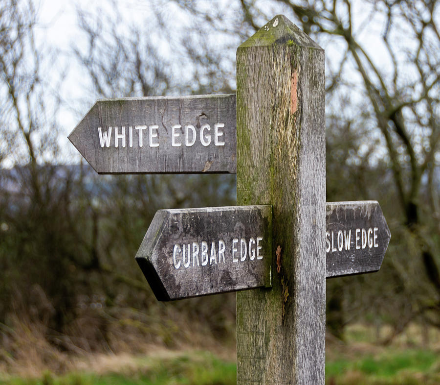 Sign to Curbar Edge Photograph by Scott Lyons