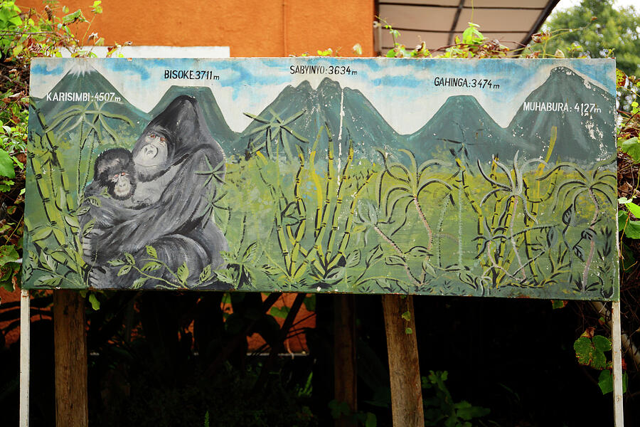 Sign With A Drawing Of The Mountains Of The Volcanoes Photograph by ...