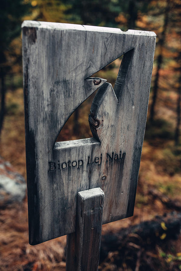 Signpost To The Lej Nair Biotope, In The Upper Engadine, Engadine, Switzerland Photograph by Christian Frumolt