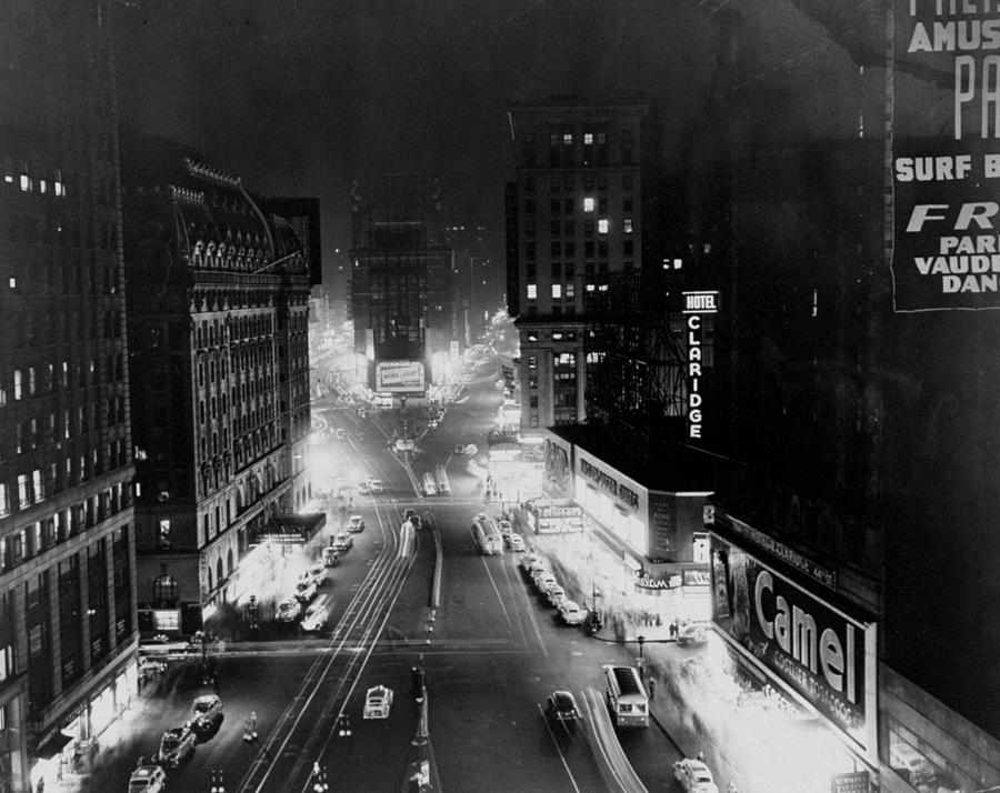 Signs On Broadway Turned Off During The Photograph by New York Daily News Archive