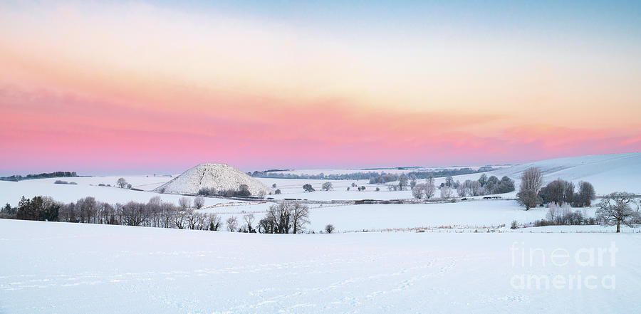 Silbury Hill Winter Twilight Panoramic Photograph by Tim Gainey