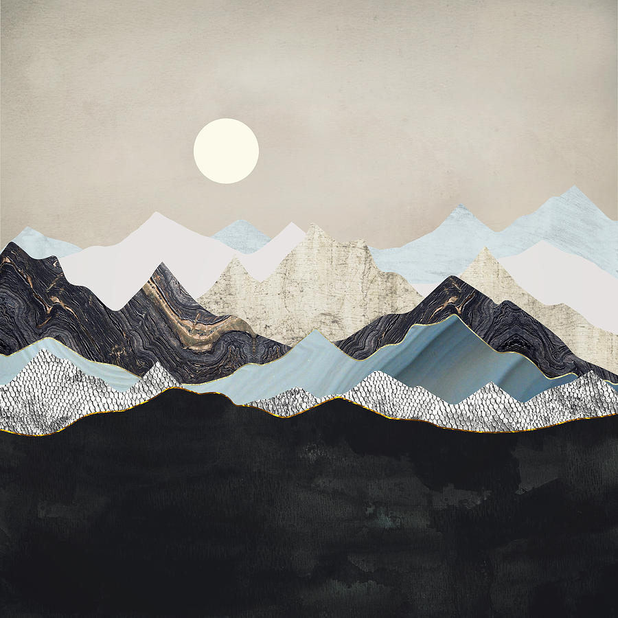 Mountain Digital Art - Silent Dusk by Spacefrog Designs