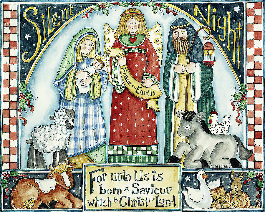 Manger Scene Painting - Silent Night by Shelly Rasche