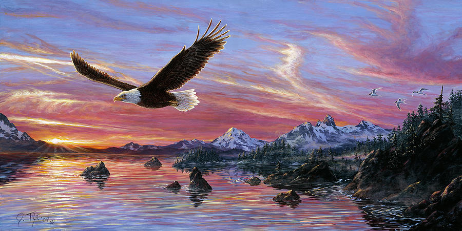 Eagles Painting - Silent Wings Of Freedom by Jeff Tift