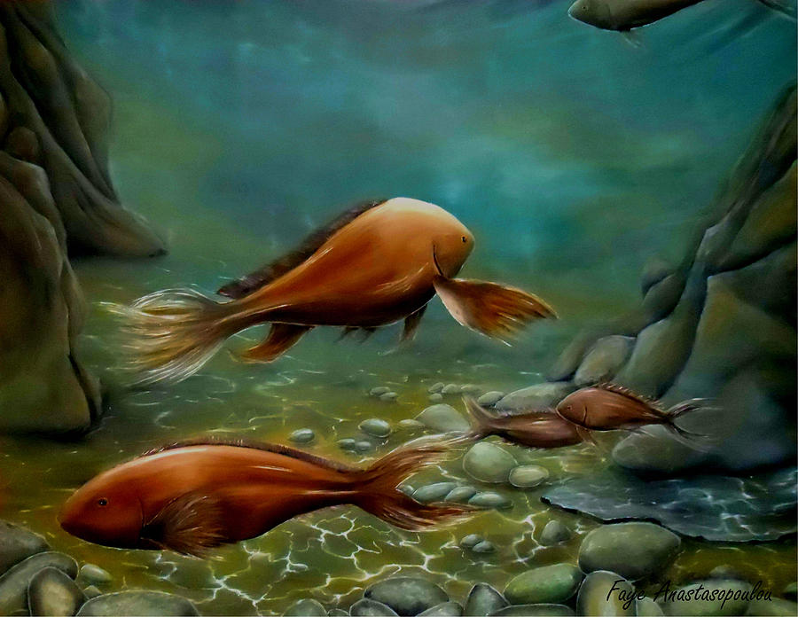 Fish Painting - Silent Wisdom by Faye Anastasopoulou