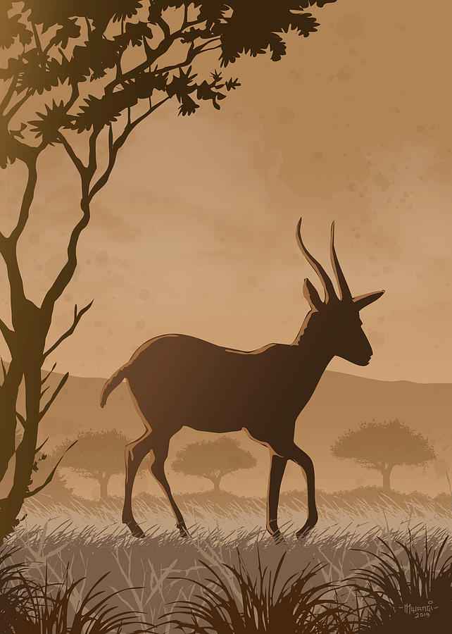 Silhouette Gazelle Painting by Anthony Mwangi