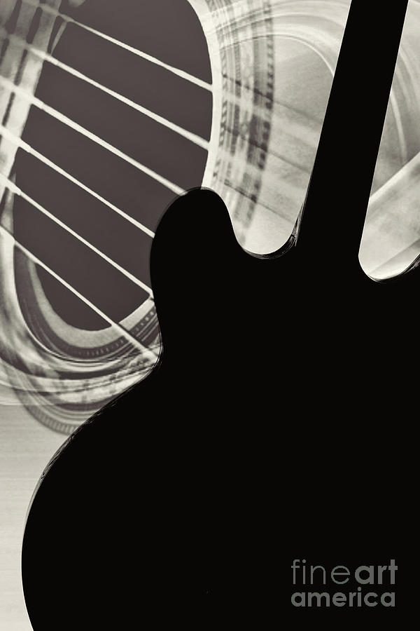 Silhouette Gibson Guitar Image Wall Art 1744.011 Photograph by M K Miller
