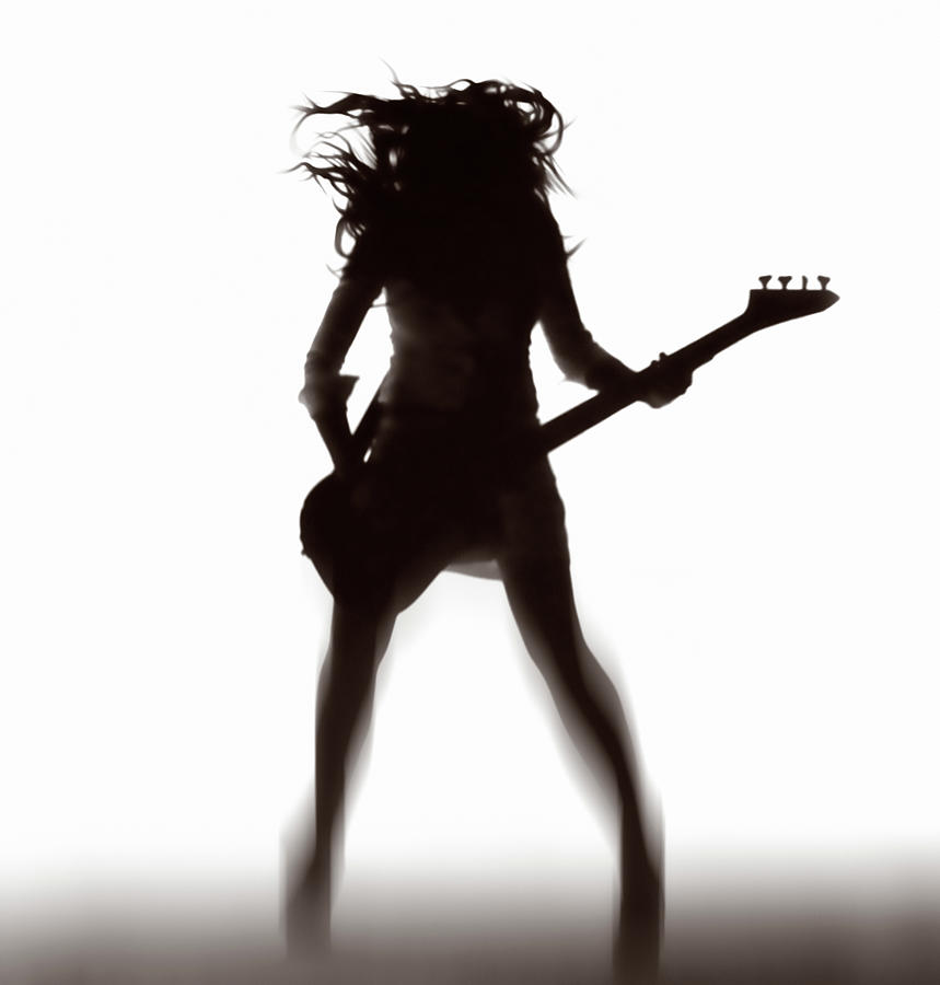 Music Photograph - Silhouette Girl Playing Guitar by Maciej Toporowicz, Nyc