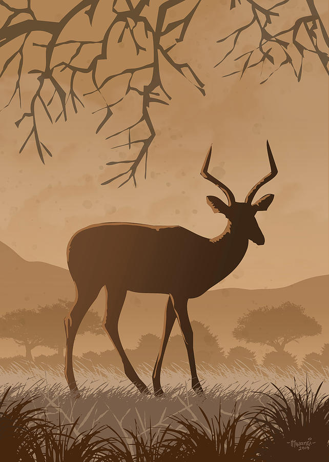 Silhouette Impala Painting by Anthony Mwangi