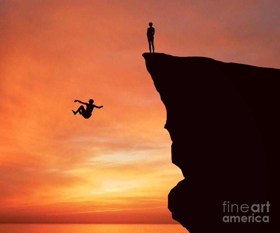 Silhouette Man Jumping From Cliff By Stijn Dijkstra Eyeem