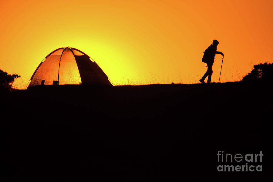 Silhouette Of A Backpacker And Camp Photograph by Tahreer Photography