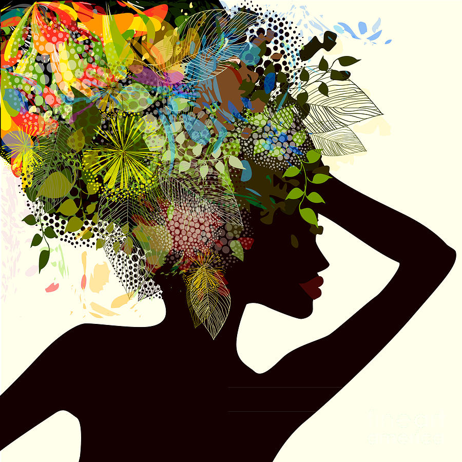 Fancy Digital Art - Silhouette Of A Girl With Flowers by Ihnatovich Maryia Fancy Digital Art - Silhouette Of A Girl With Flowers by Ihnatovich Maryia