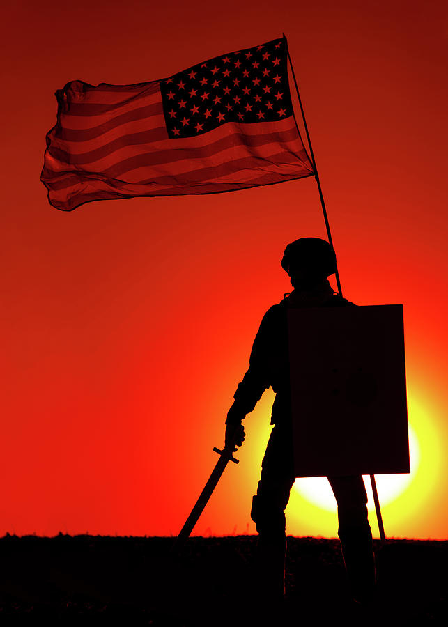 Silhouette Of A U.s. Soldier Standing Photograph by Oleg Zabielin - Pixels