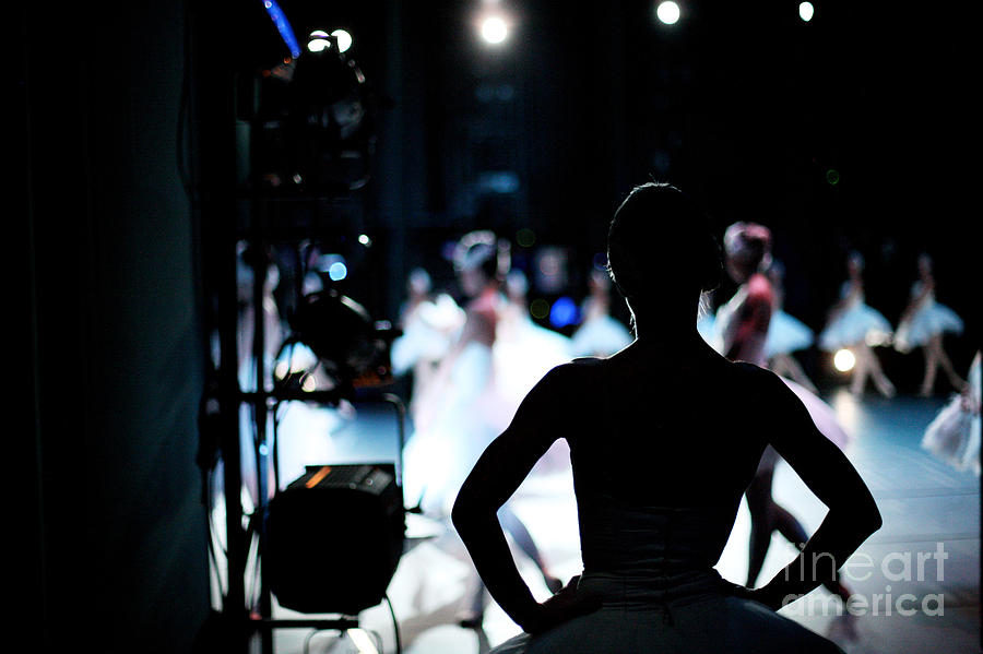 Behind Photograph - Silhouette Of Ballerina On Background by Anna Jurkovska Behind Photograph - Silhouette Of Ballerina On Background by Anna Jurkovska