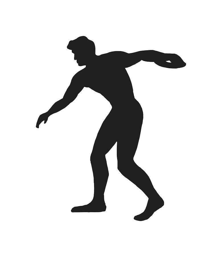 Black And White Drawing - Silhouette of Discus Thrower by CSA Images
