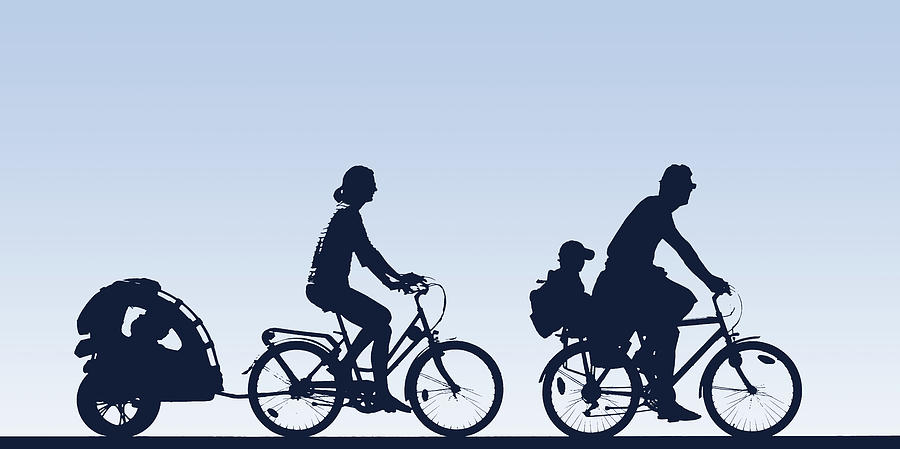 Silhouette Of Family Riding Bikes Photograph by Jacques Loic Silhouette Of Family Riding Bikes Photograph by Jacques Loic