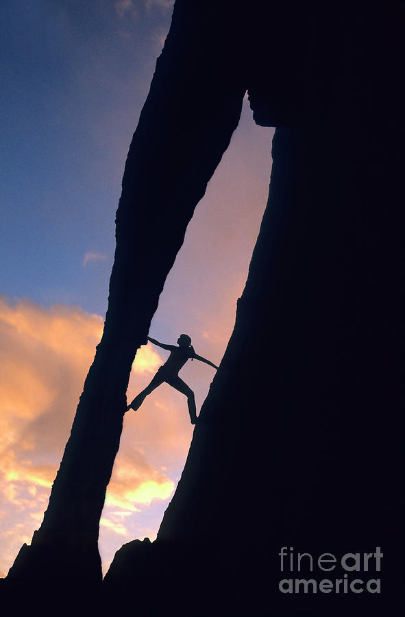 Silhouette Of Female Rock Climber Photograph by Tyler Stableford