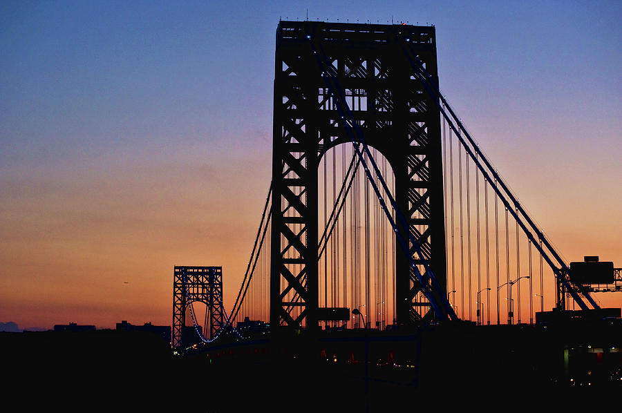 Silhouette Of George Washington Bridge Photograph by Ray Warren