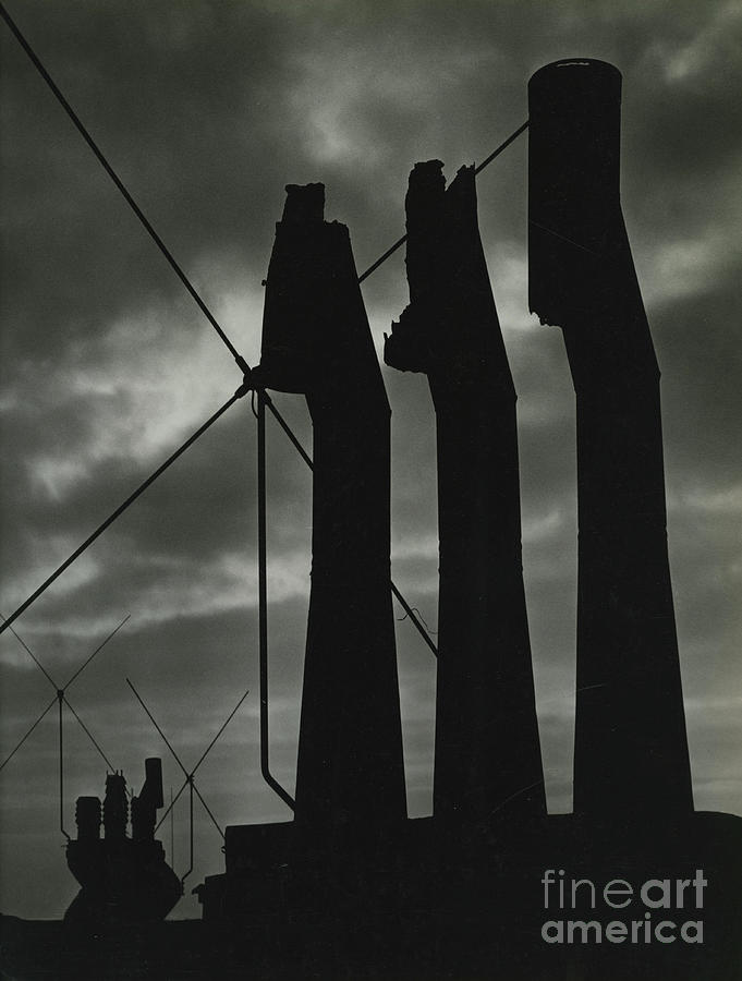 Silhouette Of House Chimneys And Antennas, London 1952 Photograph by English School