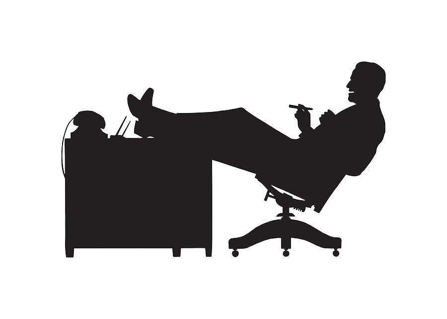 Silhouette of Man at Desk Drawing by CSA Images - Fine Art America