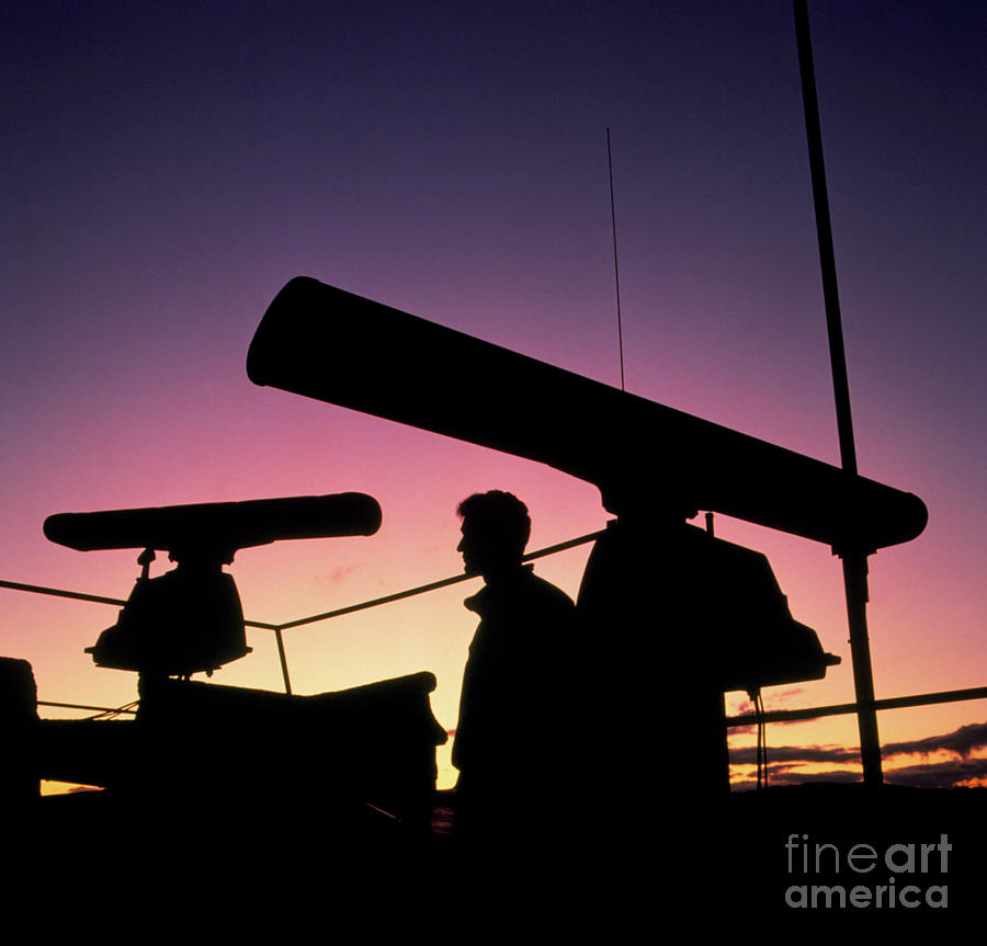 Silhouette Of Man By Ships Radar Masts Photograph by Science Photo Library Silhouette Of Man By Ships Radar Masts Photograph by Science Photo Library