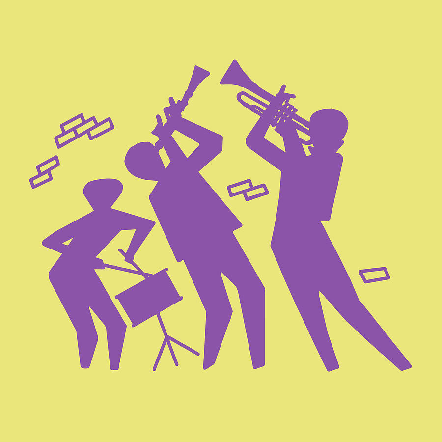 Jazz Drawing - Silhouette of Trio Playing by CSA Images