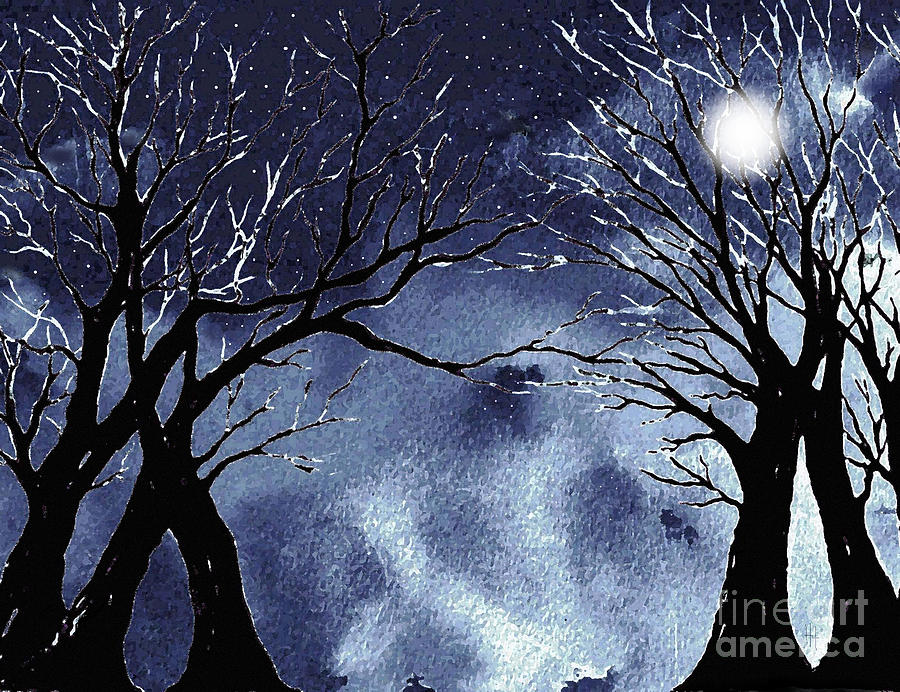 Silhouette of Winter Magic Painting by Hazel Holland