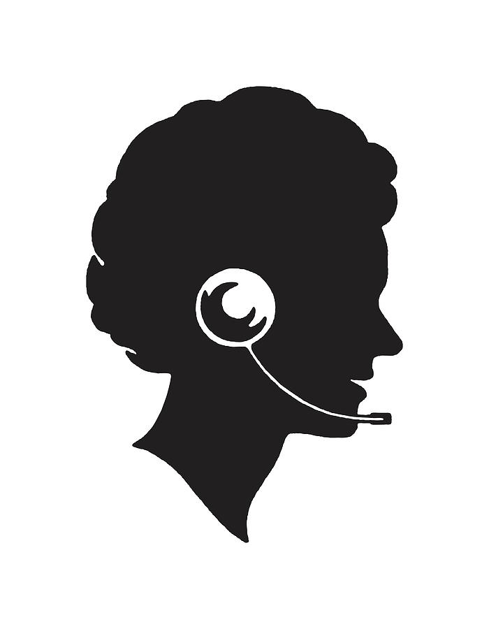 Silhouette of Woman Wearing Headset Drawing by CSA Images - Fine Art ...