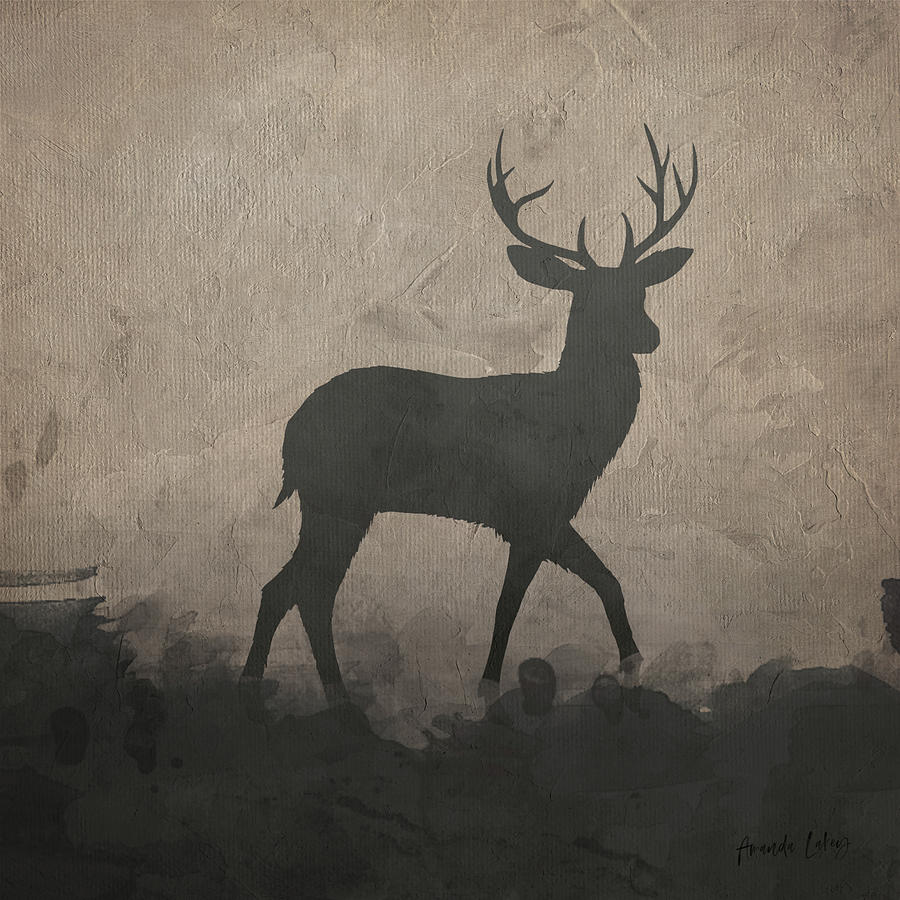 Wildlife Mixed Media - Silhouette Stag II by Amanda Jane