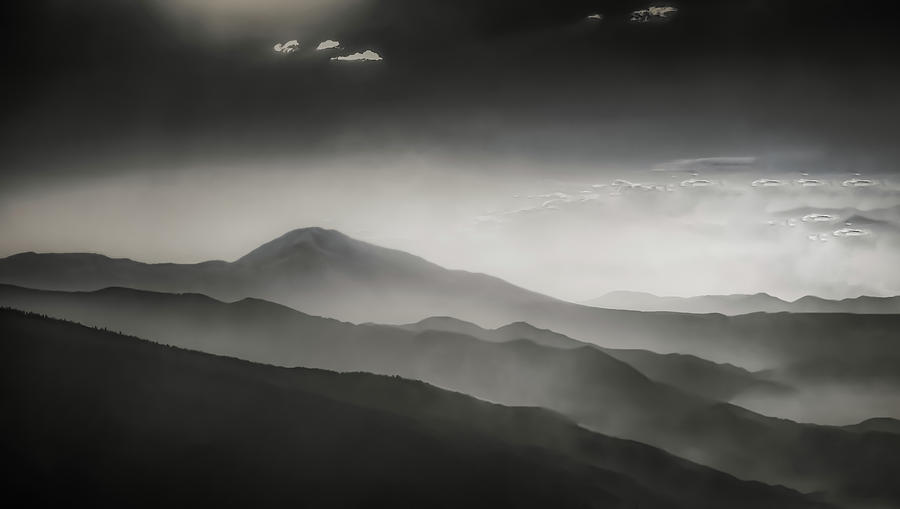 Silhouetted Mountain Mist Photograph by Don Schwartz