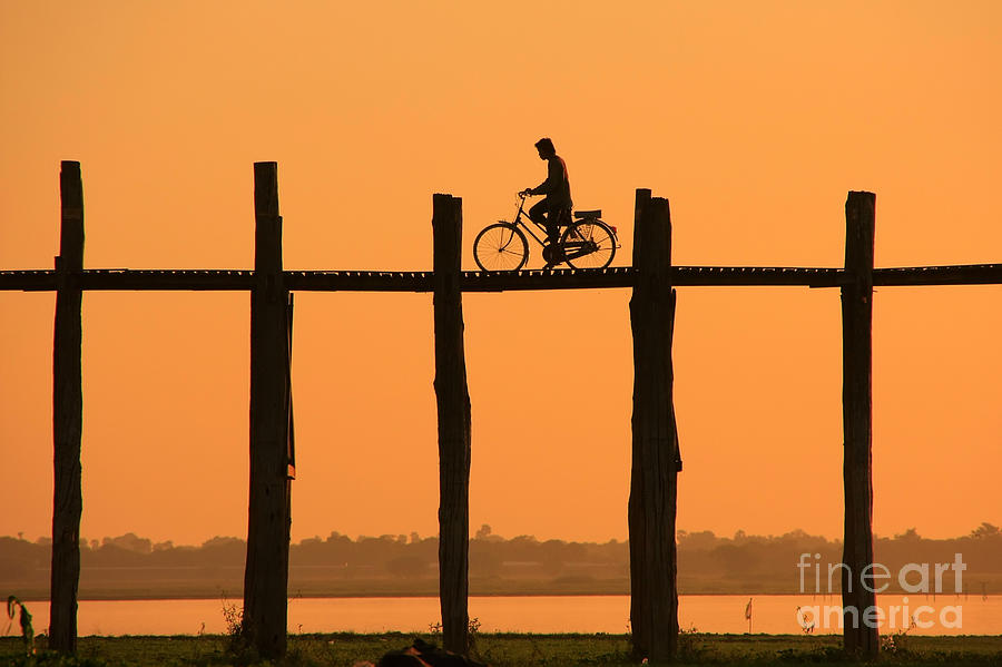 Sunrise Photograph - Silhouetted Person With A Bike On U by Don Mammoser Sunrise Photograph - Silhouetted Person With A Bike On U by Don Mammoser