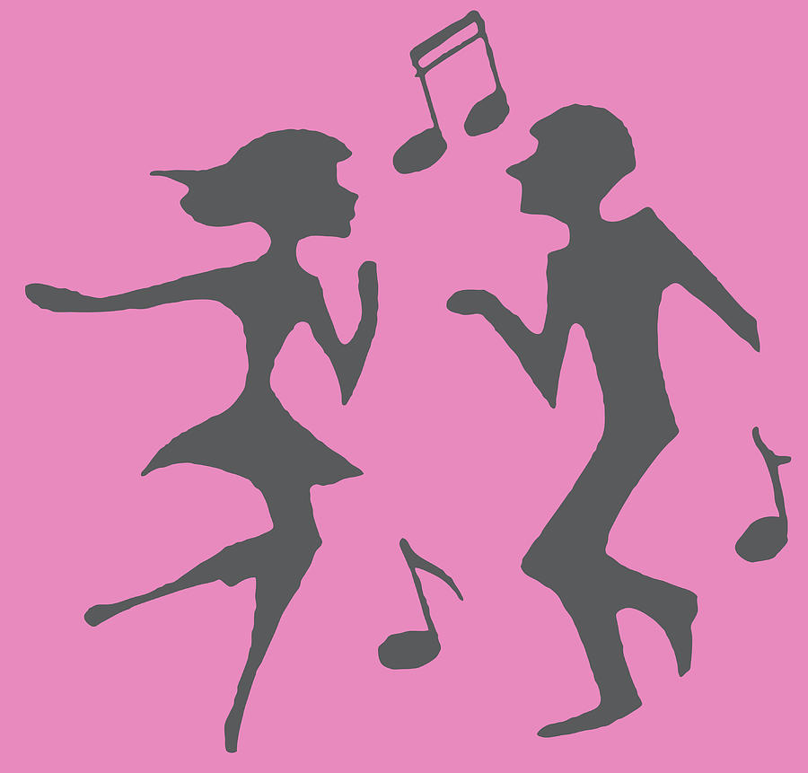 Music Drawing - Silhouettes of Dancers by CSA Images