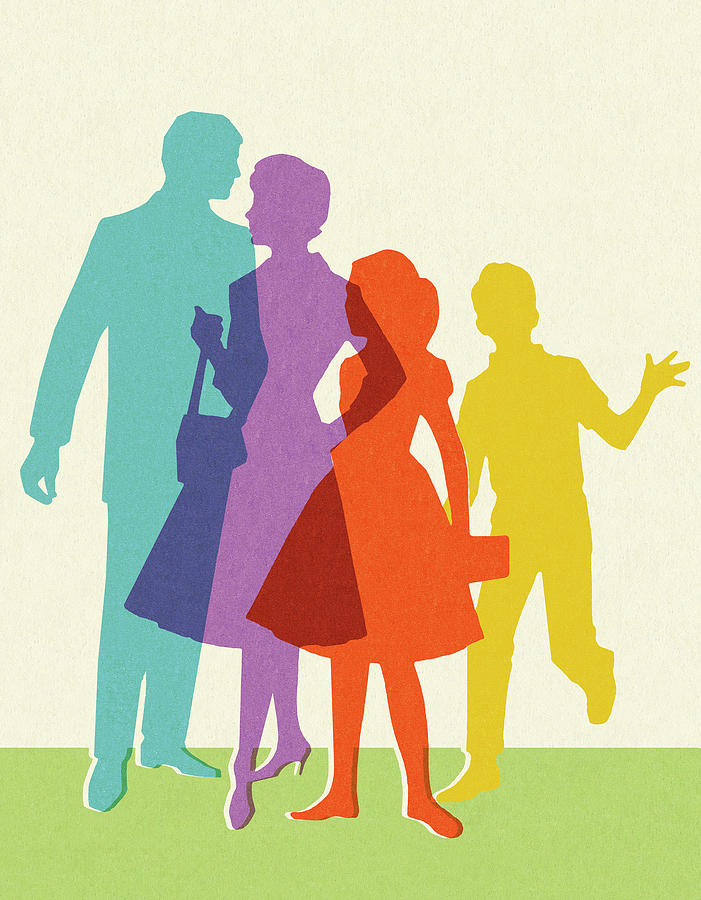 Abstract Drawing - Silhouettes of Family by CSA Images