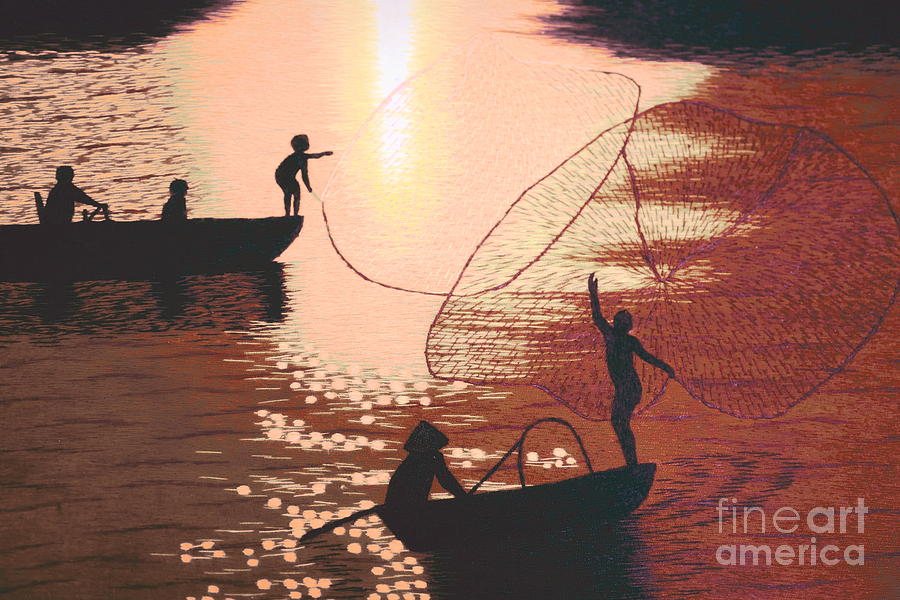 Silk Embroidery Fishing Nets 2 Photograph by Chuck Kuhn