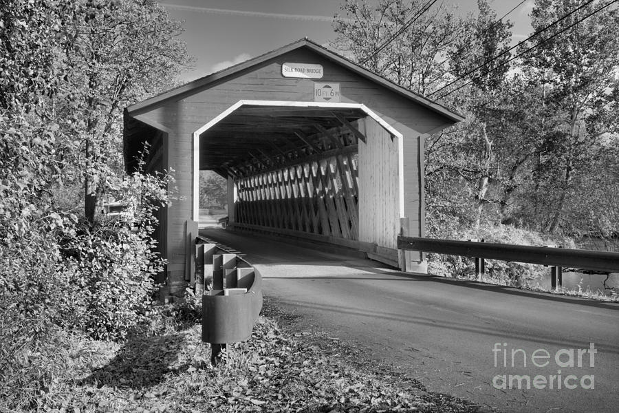 Silk Road Covered Bridge Black And White Photograph by Adam Jewell