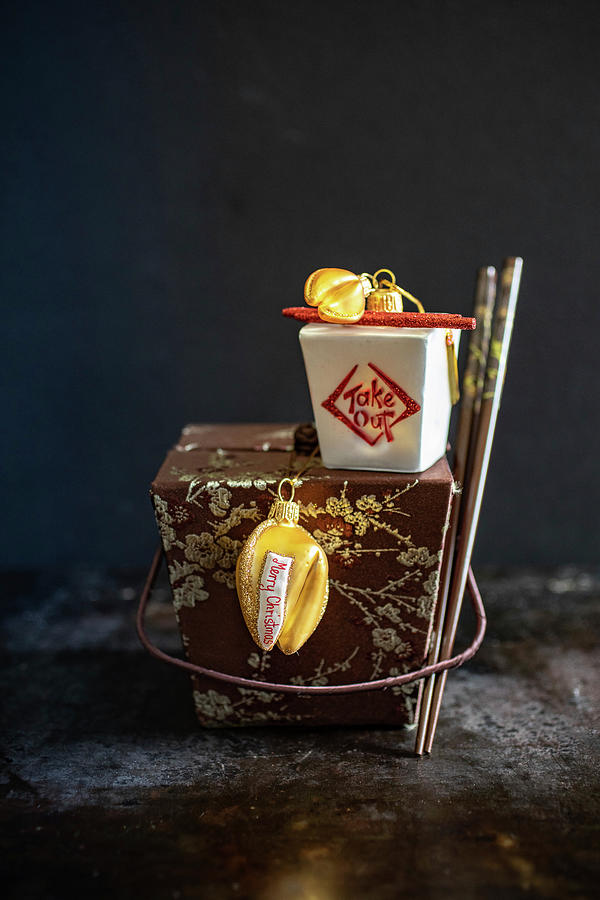 Silk Takeout Box With Chopsticks festive Photograph by Eising Studio