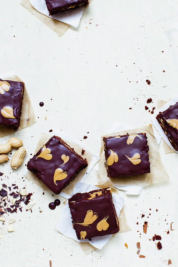 Silken Tofu Brownies With Peanut Butter vegan Photograph by Sporrer/skowronek
