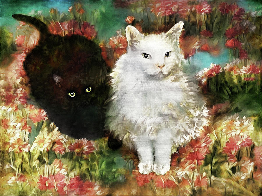 Silky and McCartney in the Garden Digital Art by Peggy Collins