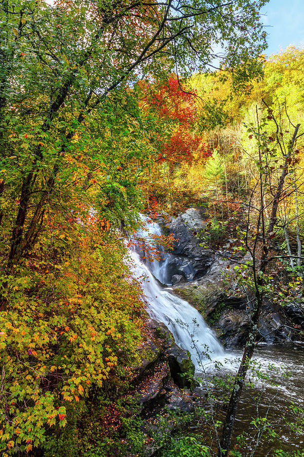 Silky Bald River Falls in Autumn Photograph by Debra and Dave Vanderlaan