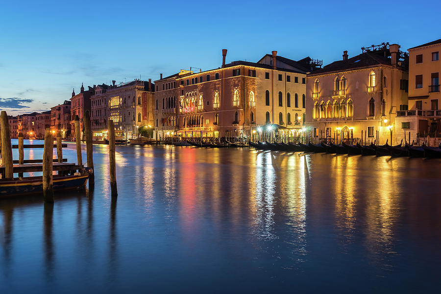 Silky Evening In Venice Italy - Canalazzo Palazzi - Palaces On The Grand Canal Photograph