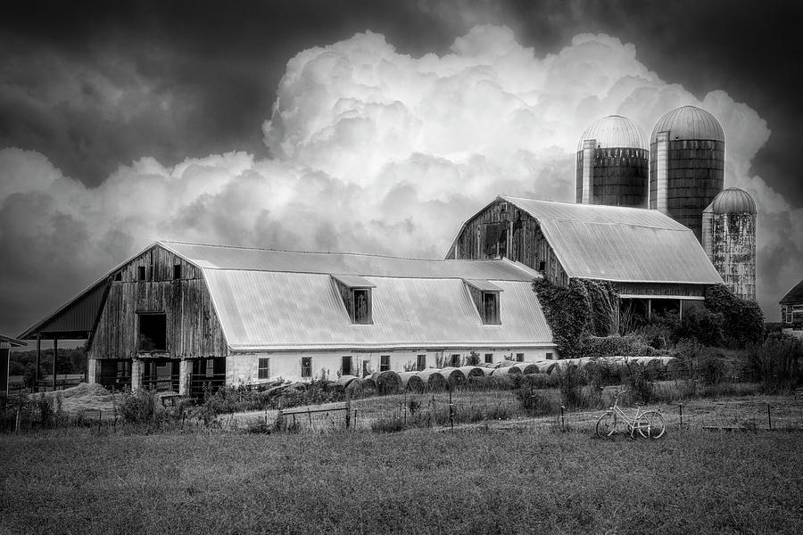 Silos Black and White Photograph by Debra and Dave Vanderlaan