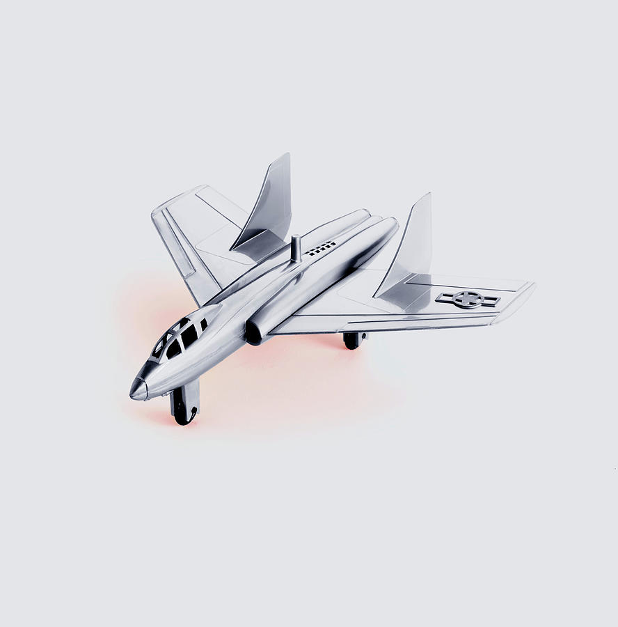 Transportation Drawing - Silver Air Force Fighter Plane by CSA Images