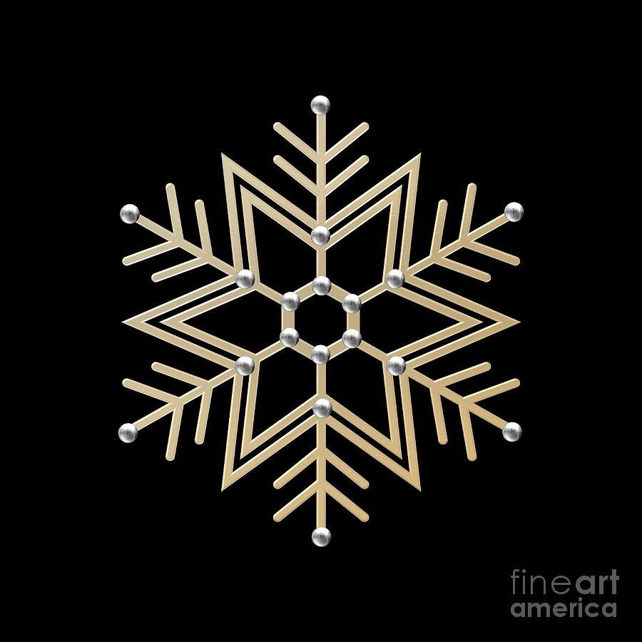 Silver and Gold Snowflake 1 at Midnight Digital Art by Rose Santuci-Sofranko
