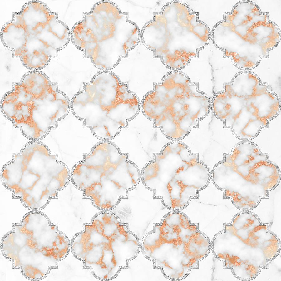 Pattern Digital Art - Silver And Marble Arabesque by Tina Lavoie