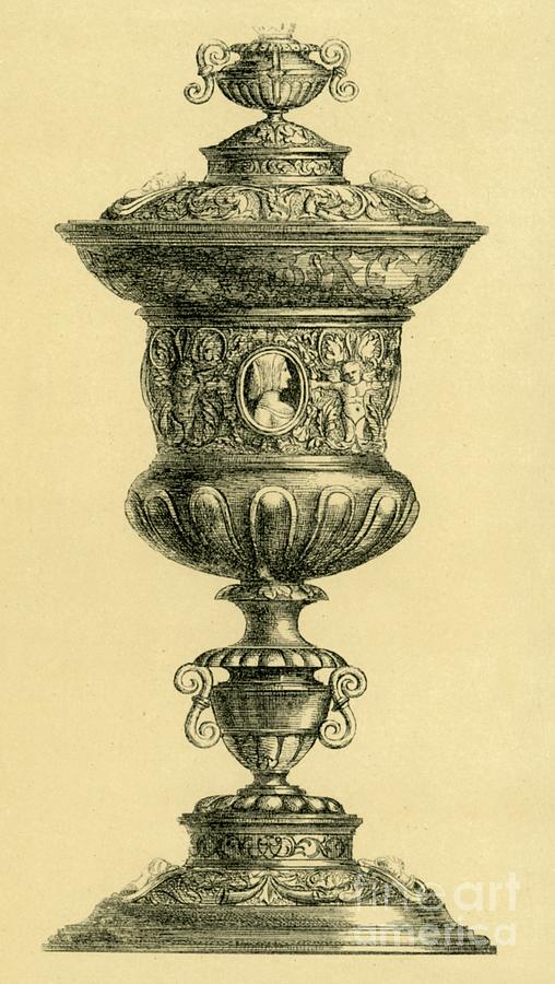 Silver Cup And Lid Drawing by Print Collector