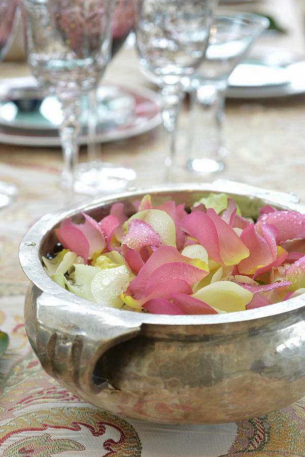 Silver Dish Of Scented Petals Photograph by Great Stock!