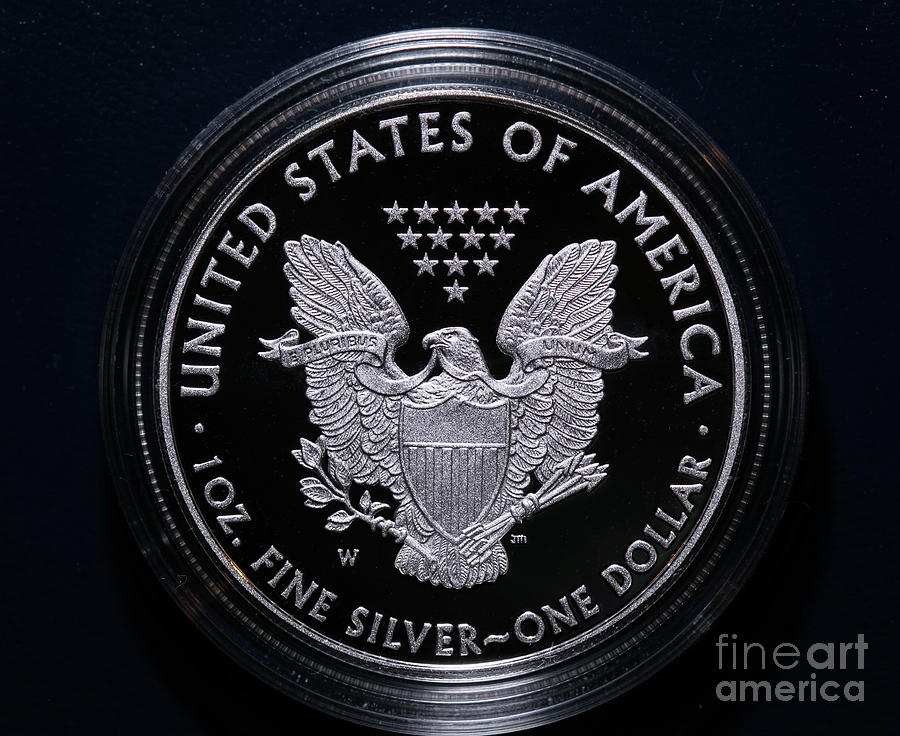 Silver Eagle Dollar Coin Reverse Digital Art by Randy Steele