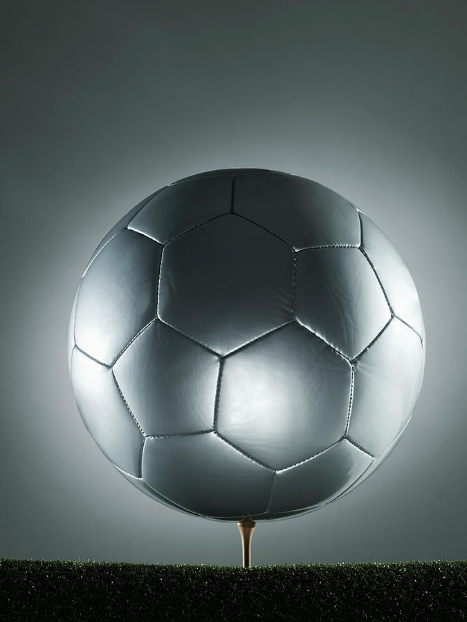 Silver Football On Tee Surface Level Photograph by Flashpop