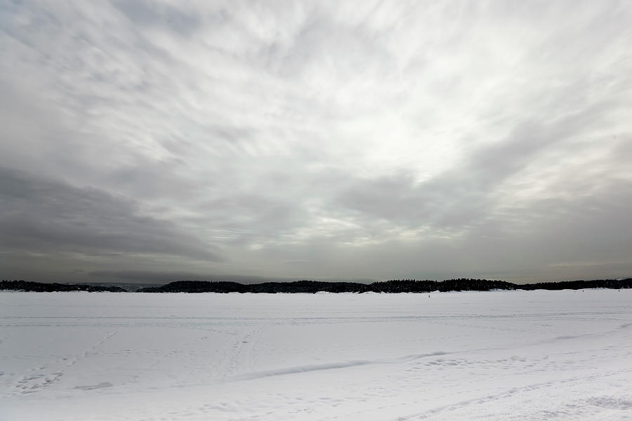 Silver Gray Sky Over A Frozen Lake Photograph by Ekely